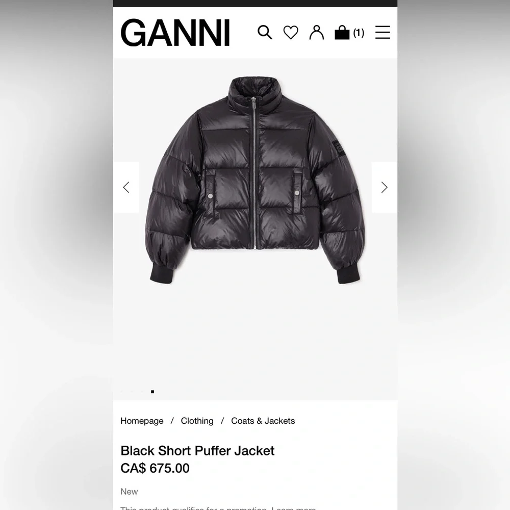 Ganni Black Short Puffer Jacket - Picture 3 of 14